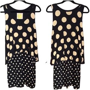 Maeve by Anthropologie Womens Davina Polka Dot Midi Dress V-Neck Black Tan S